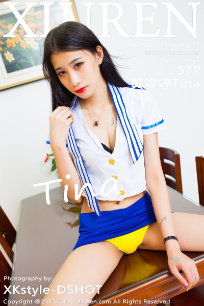 [XIUREN秀人网] No.637 黃煒婷Tina空乘制服蓝色短裙秀黄色内裤性感迷人写真53P