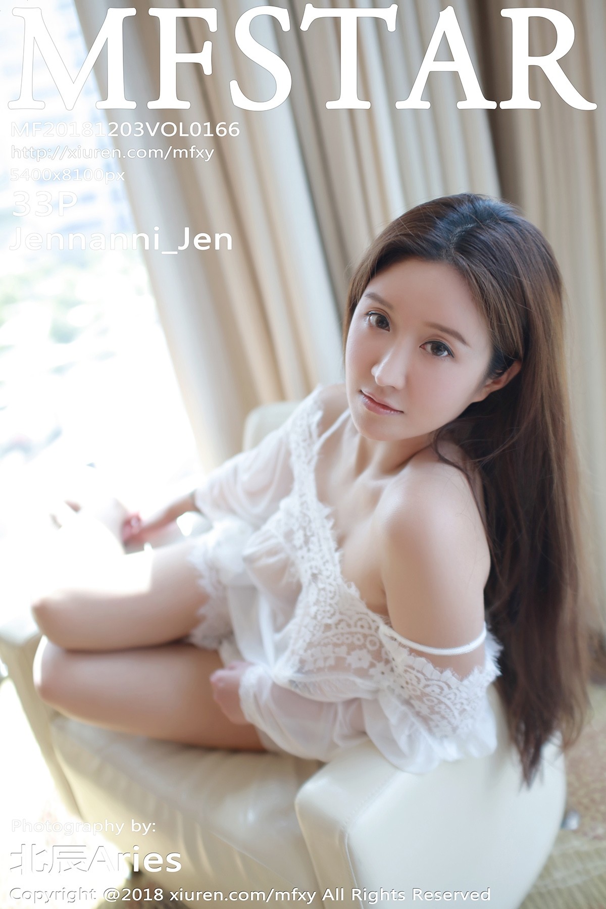 [MFStar模范学院] VOL.166 Jennanni_Jen白色蕾丝薄纱睡衣透视诱惑写真33P