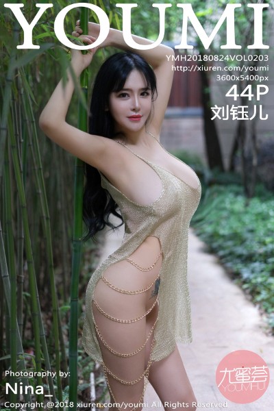 [YouMi尤蜜荟] NO.203 刘钰儿性感私房上身豪乳遮点无内灰丝裤袜惹火诱惑写真44P